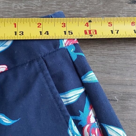 LANDS' End Womens Mid Rise Straight Leg Dark Blue Floral Crop Pants - Size 8 - Picture 3 of 6